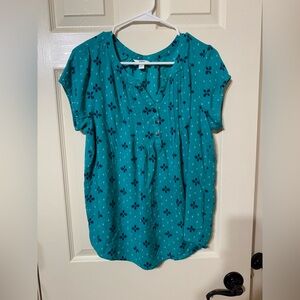 Teal Blouse with Pattern